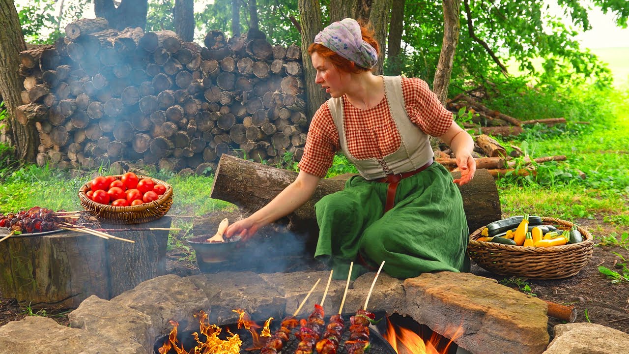 Cooking with Mulberries 🫐 ASMR Campfire Cooking in the Iowa Countryside img